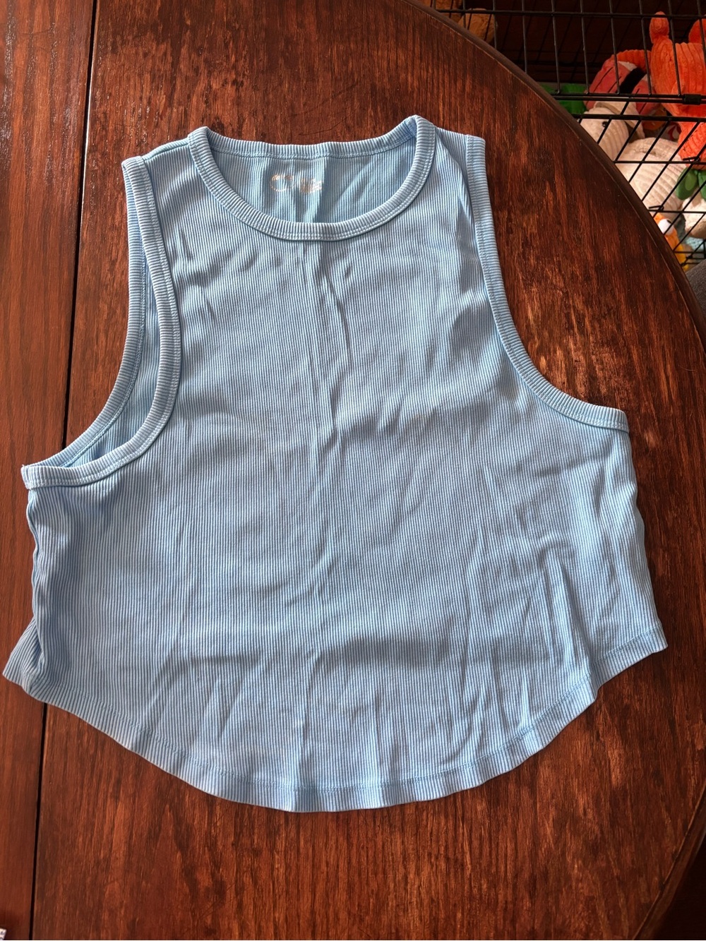 aerie Sky Blue Ribbed Cropped Tank